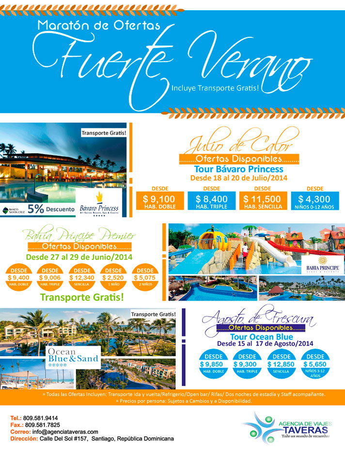 Agencia de Viajes TAVERAS :: Maraton de ofertas con Transporte Gratis