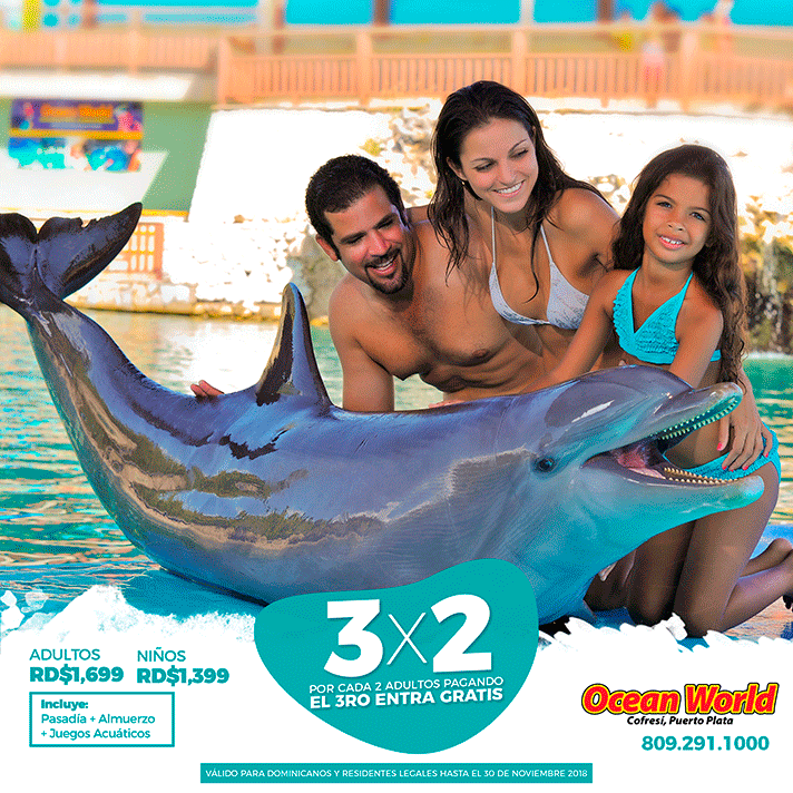 OCEAN WORLD, Cofresi, Puerto Plata :: 3x2 por cada 2 adultos pagando el 3ro. entra GRATIS
